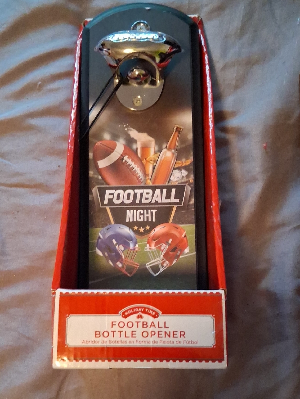 Football Night Wall Bottle Opener - Black with Red Accents